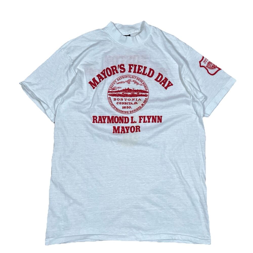 Vintage 80s Boston Mayor Flynn Parks and Rec Single Stitch T-Shirt Field Day
